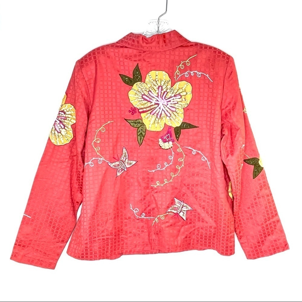 Indigo Moon Cotton Jacket Floral Embroidery Beaded - Picture 7 of 8